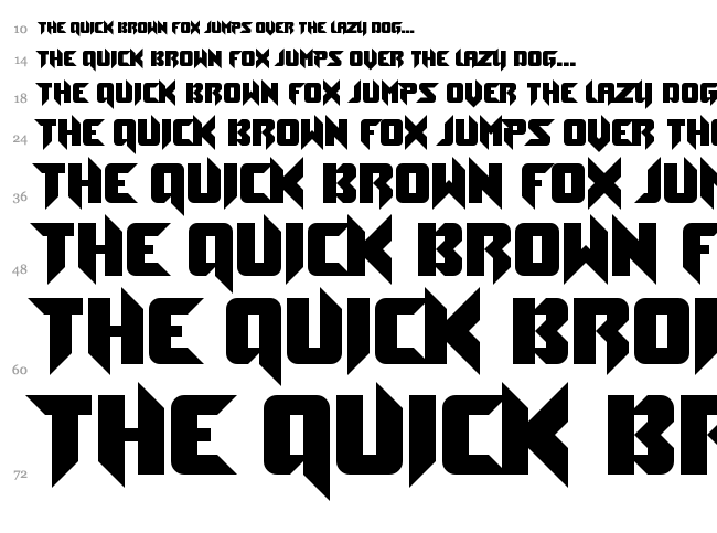 Toe the Lineless font waterfall